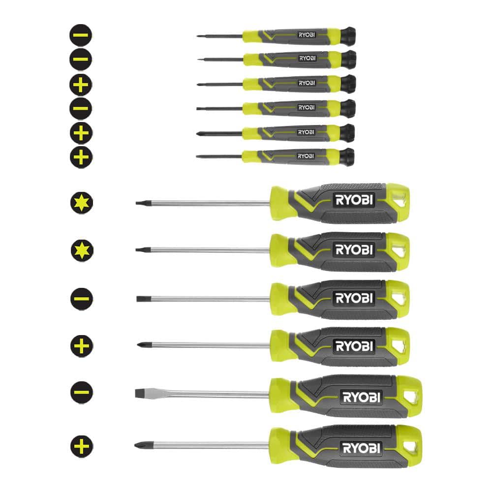 RYOBI Screwdriver Set (12-Piece) with Cushion Grip Handles