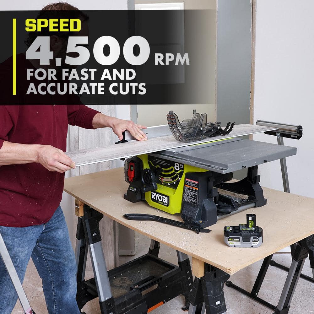 RYOBI ONE+ HP 18V Brushless Cordless 8-1/4 in. Compact Portable Jobsite Table Saw Kit with (2) 4.0 Ah Batteries and Charger