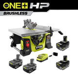 RYOBI ONE+ HP 18V Brushless Cordless 8-1/4 in. Compact Portable Jobsite Table Saw Kit with (4) 4.0 Ah Batteries and Charger