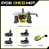 RYOBI ONE+ HP 18V Brushless Cordless 8-1/4 in. Compact Portable Jobsite Table Saw Kit with (4) 4.0 Ah Batteries and Charger