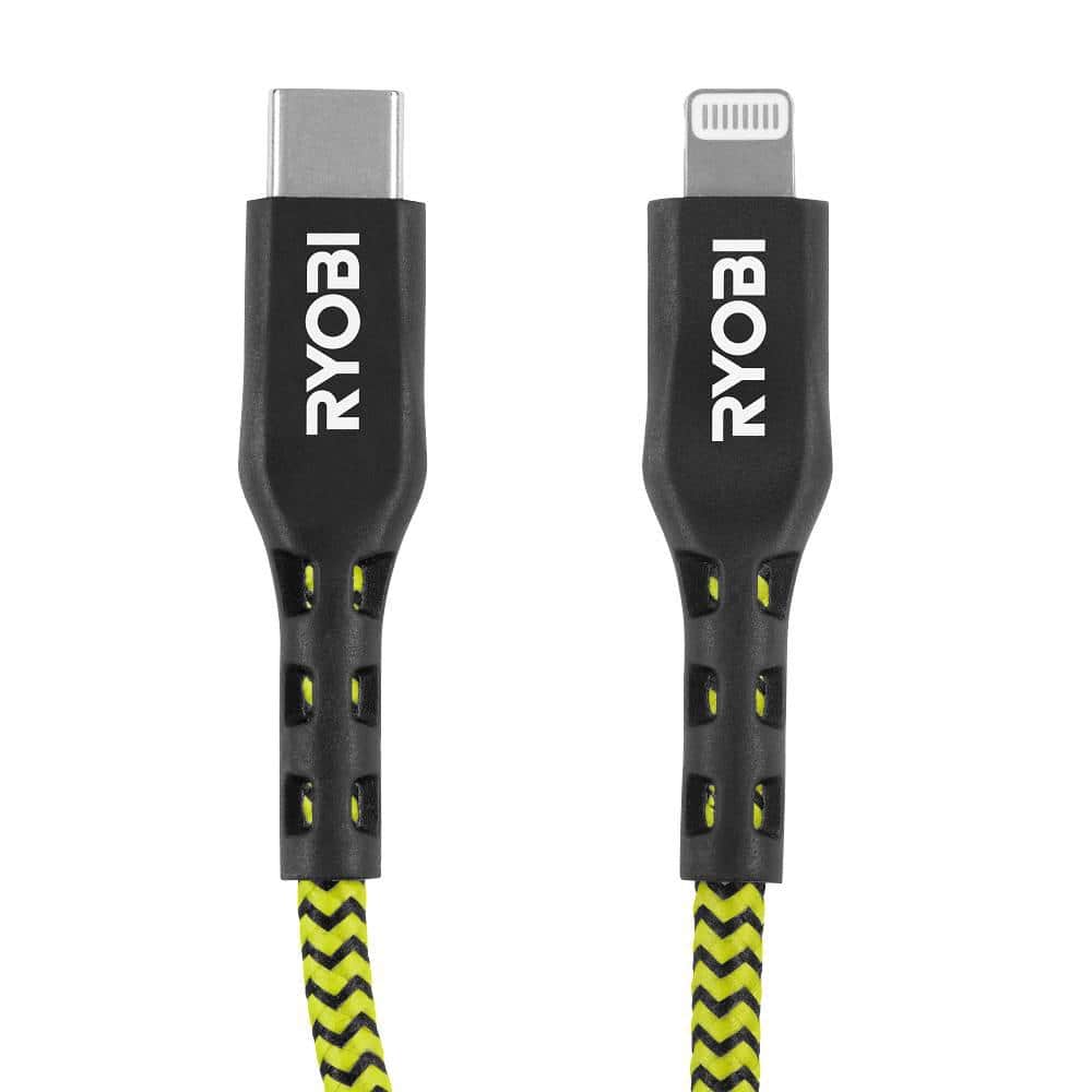 RYOBI 4 ft. Nylon Cable USB-C to Lightning