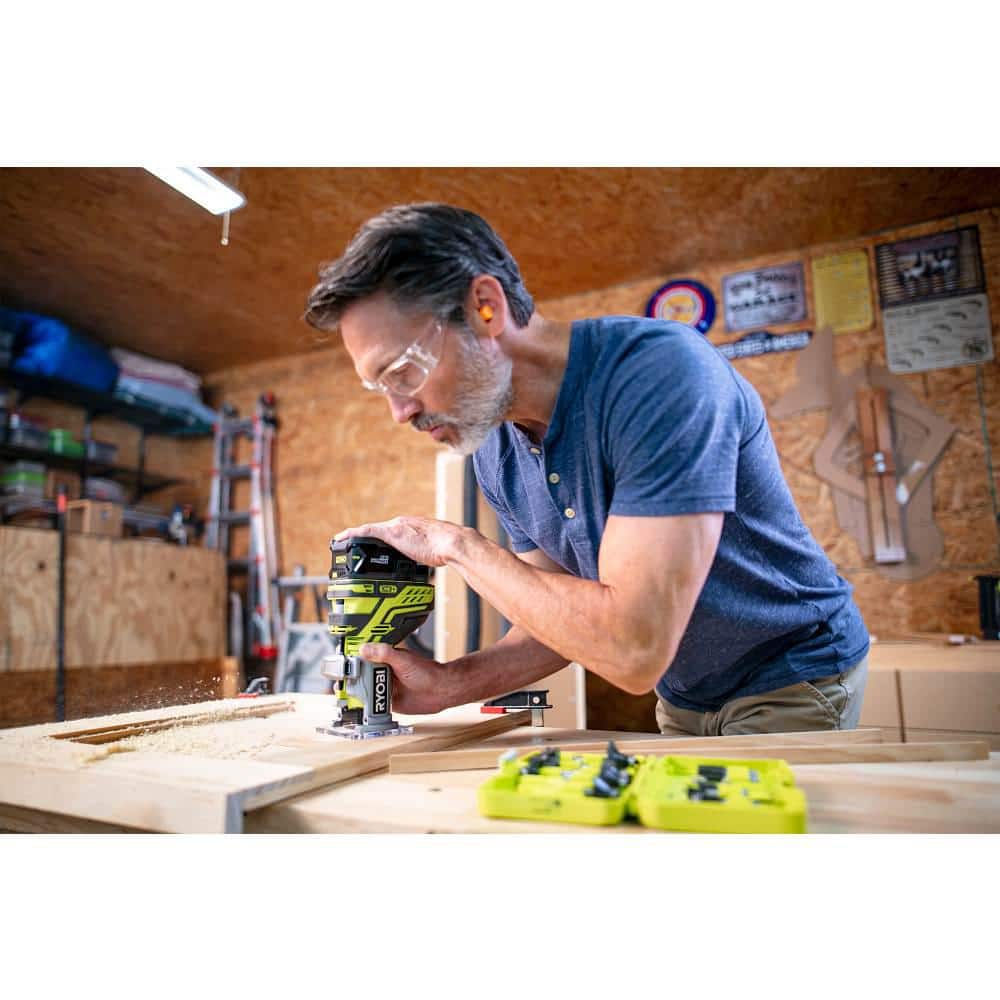 Ryobi P601 ONE+ 18V Lithium-Ion Cordless Fixed Base Trim Router, Tool-Free Depth Adjustment (Tool Only)