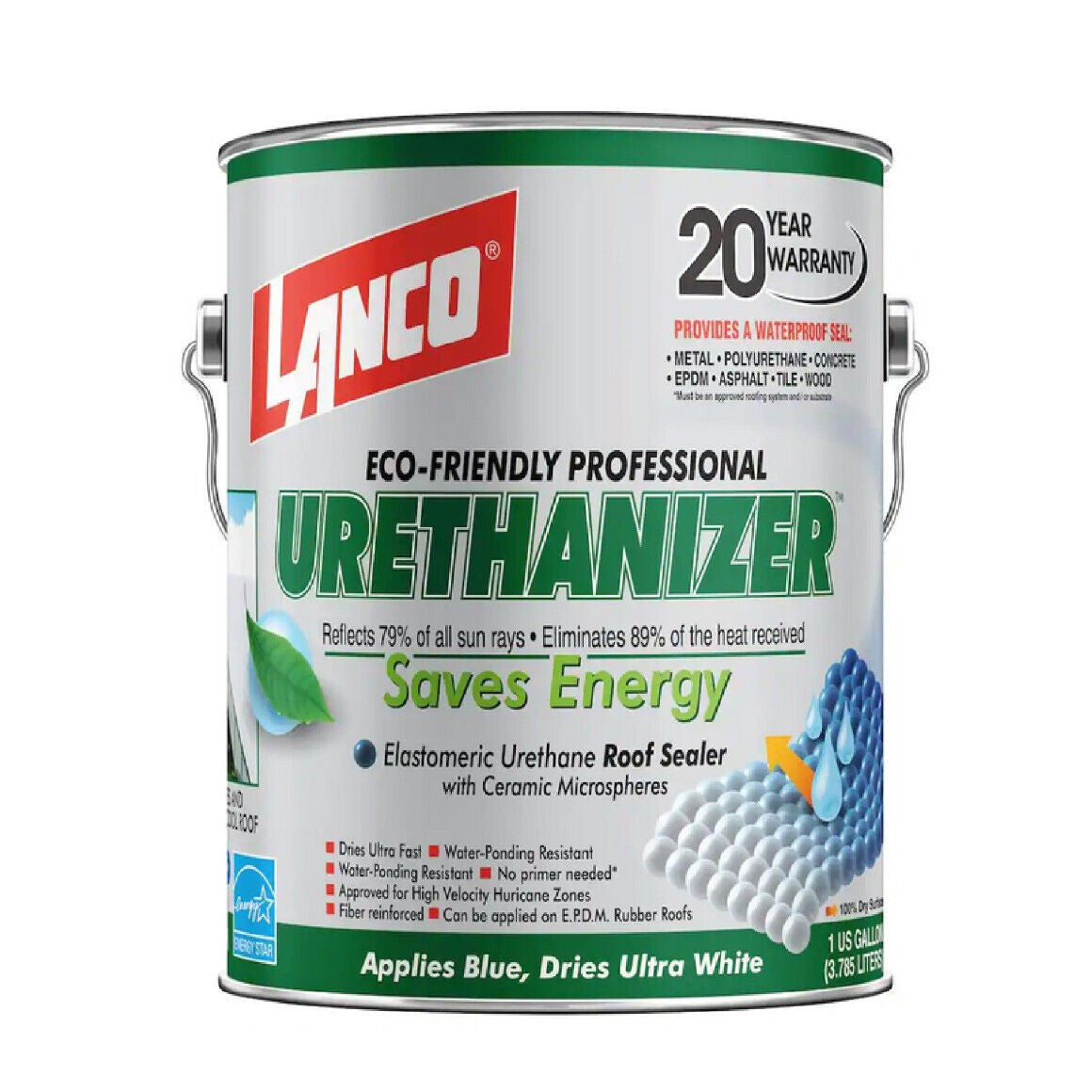 Urethanizer 5 Gal. 100% Acrylic Urethane Elastomeric White Reflective Roof Sealer