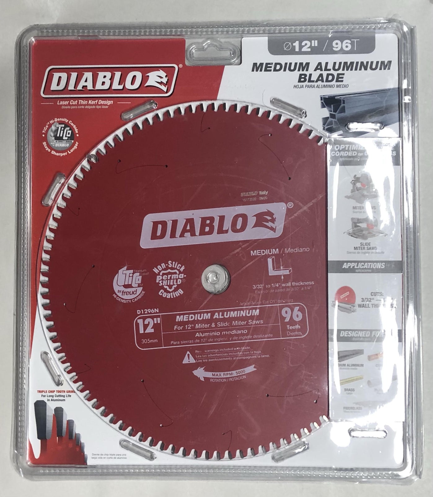 Diablo Aluminum Circular Saw Blade for Aluminum 12" 96 Teeth