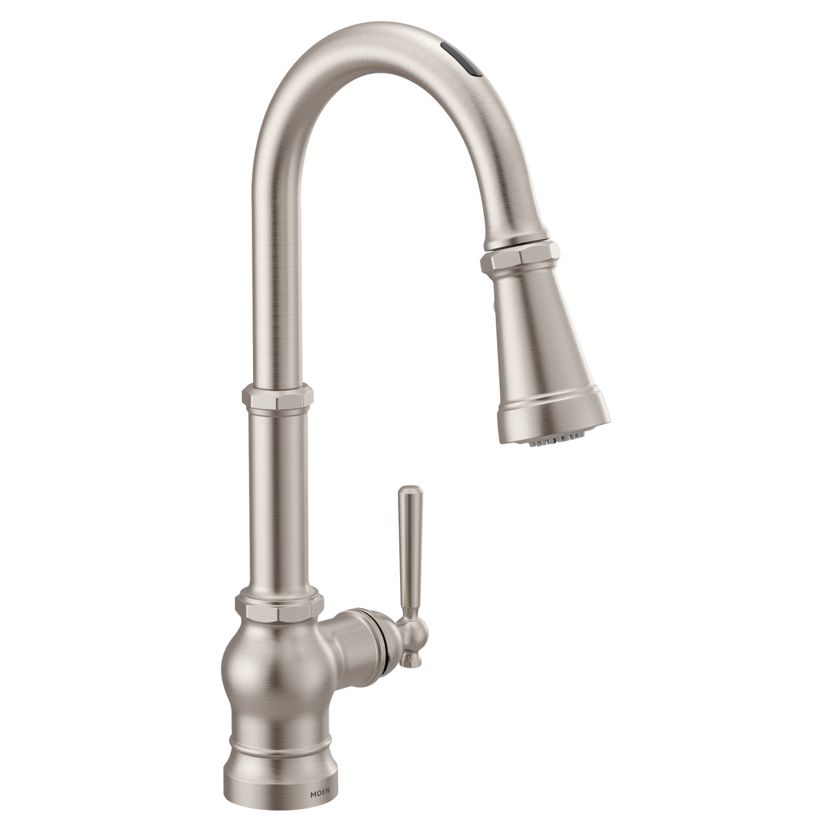 U by Moen Paterson Single-Handle Pull-Down Sprayer Smart Kitchen Faucet with Voice Control and PowerBoost, Matte Black