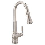 U by Moen Paterson Single-Handle Pull-Down Sprayer Smart Kitchen Faucet with Voice Control and PowerBoost, Matte Black