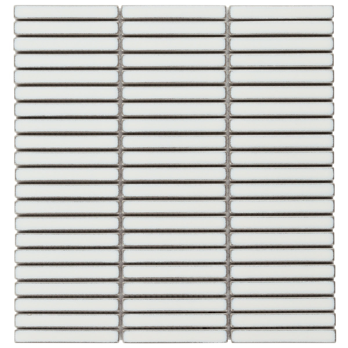 Kai Snow White 1x4" Tri-Stacked Glossy Porcelain Mosaic Tile