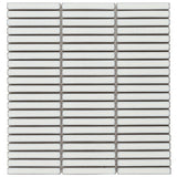Kai Snow White 1x4" Tri-Stacked Glossy Porcelain Mosaic Tile