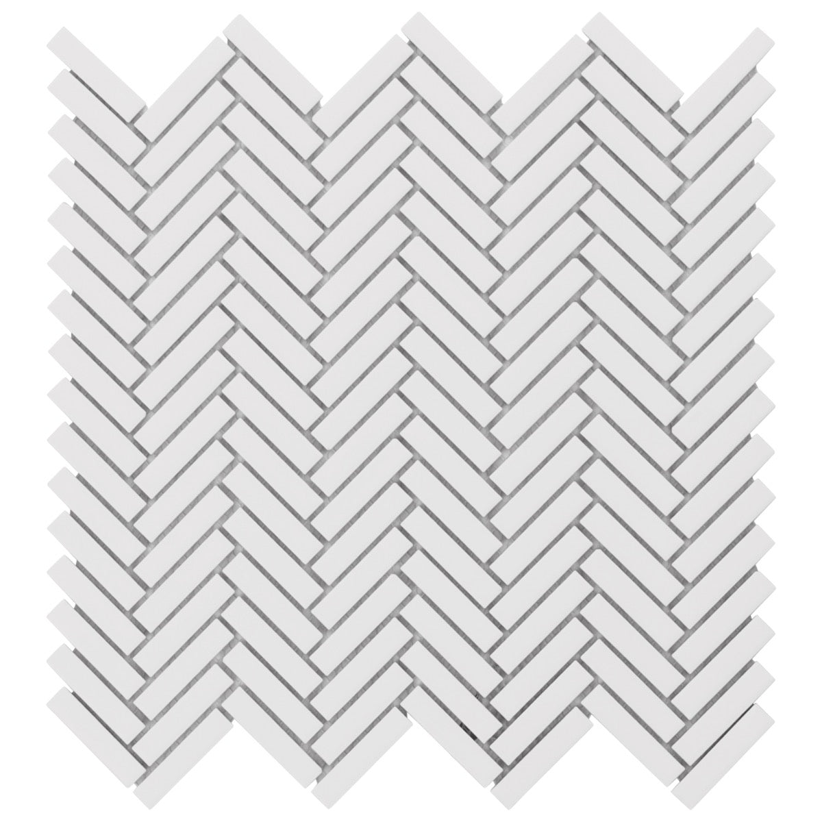 Kai White 1x2" Herringbone Matte Porcelain Mosaic Tile by Lux Tile