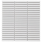 Kai White Matte Porcelain Mosaic Tile - 1x4" Tri-Stacked Design