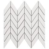 Brookline Chevron Cloud White 1x5 Glossy Ceramic Mosaic Tile