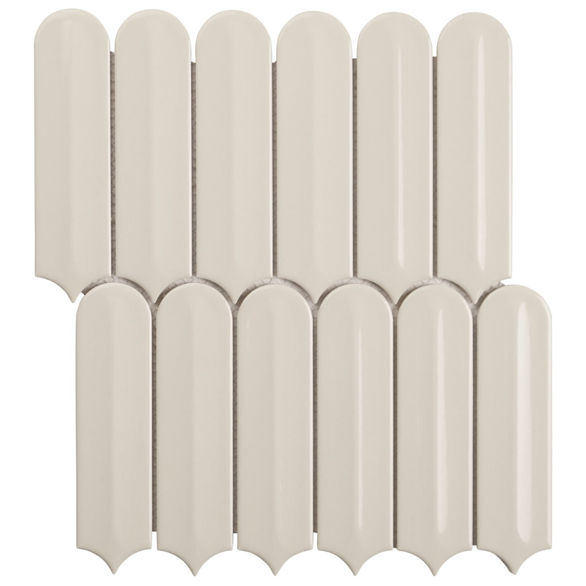 Brookline Feather Mushroom Gray 2x7 Fish Scale Glossy Ceramic Mosaic Tile