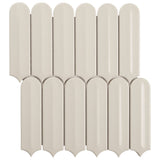 Brookline Feather Mushroom Gray 2x7 Fish Scale Glossy Ceramic Mosaic Tile