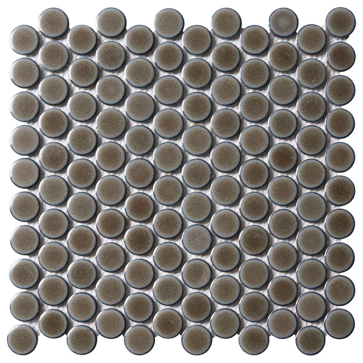 Nirvana Dark Gray Rimmed 1" Circle Polished Porcelain Mosaic Tile - Lux Tile