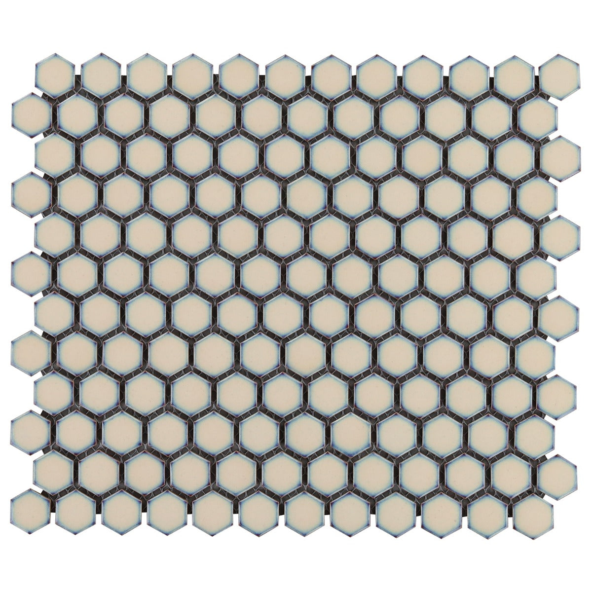 Eden Latte Beige Rimmed Hexagon Polished Porcelain Mosaic Tile