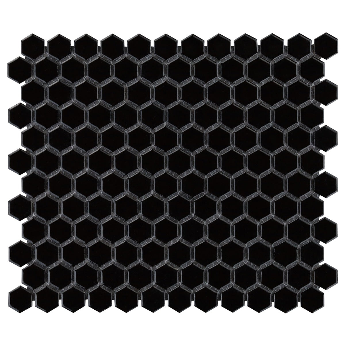 Eden Black 1" Hexagon Polished Porcelain Mosaic Tile