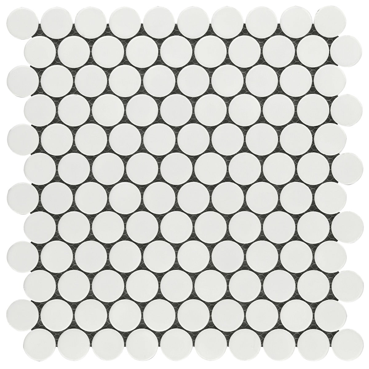 Paradise White Penny Round Polished Porcelain Mosaic Tile - 12" x 13"