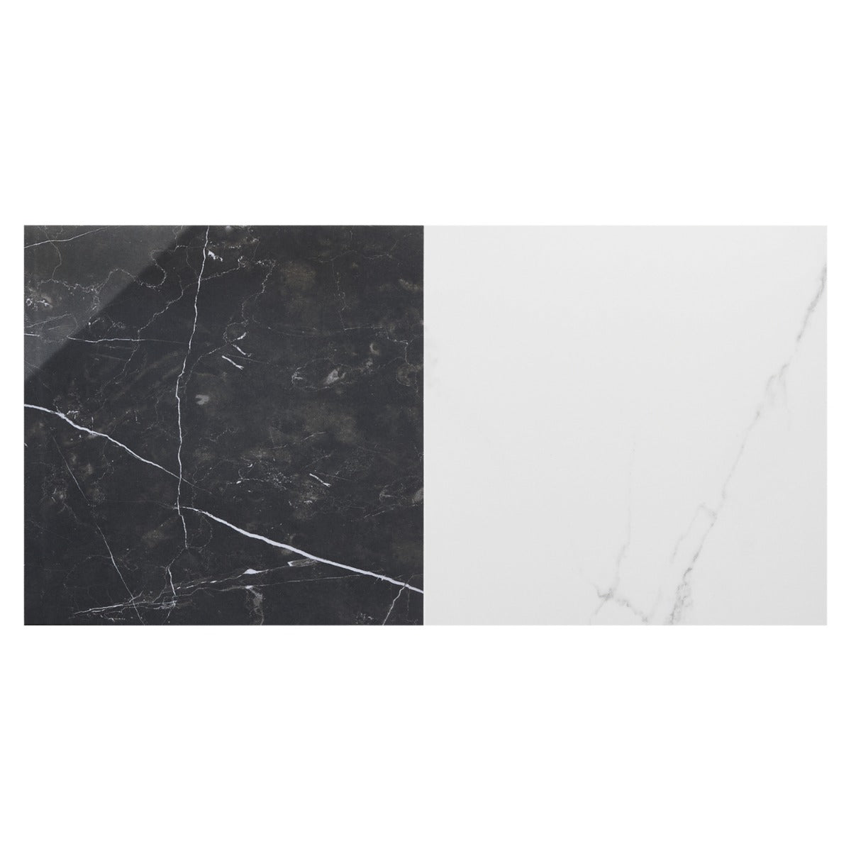 Fortunato Calacatta and Nero Marquina 12x12 Polished Porcelain Checkerboard Tile