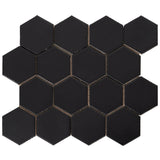 Meadowmere Black 3" Hexagon Matte Ceramic Tile - Lux Tile