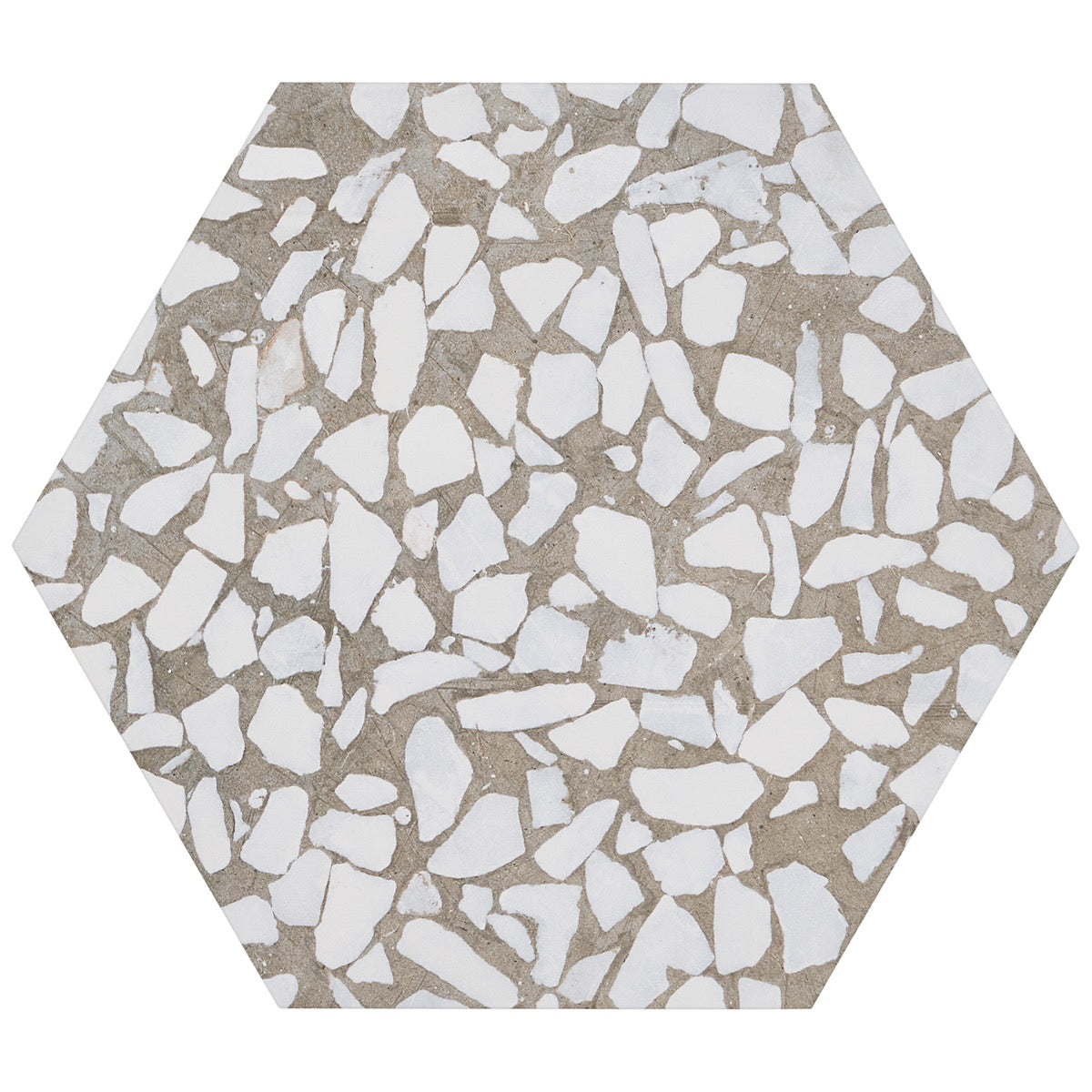 Lux Tile Terrazzo Hex Grigio Gray 9" Matte Porcelain Tile