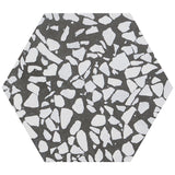 Lux Tile Terrazzo Hex Nero Black & White 9" Matte Porcelain Tile