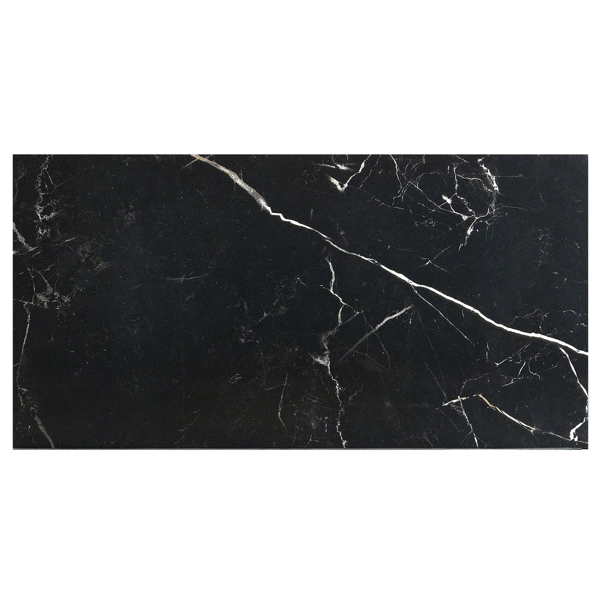 Lux Tile Marble Tech Port Laurent Black 12x24 Polished Porcelain Tile