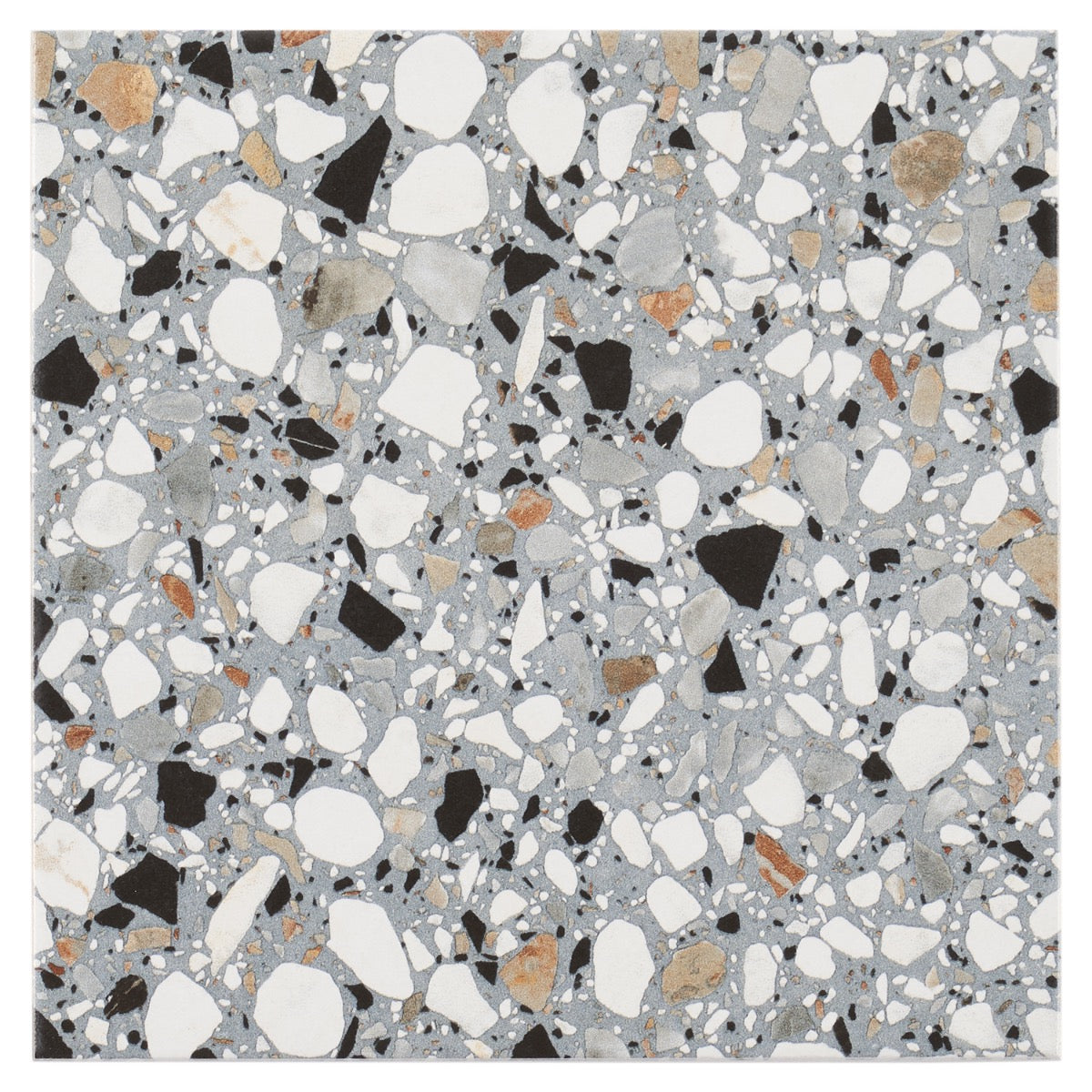 Chips Macro Azur Blue 8x8 Matte Porcelain Tile - Terrazzo Look