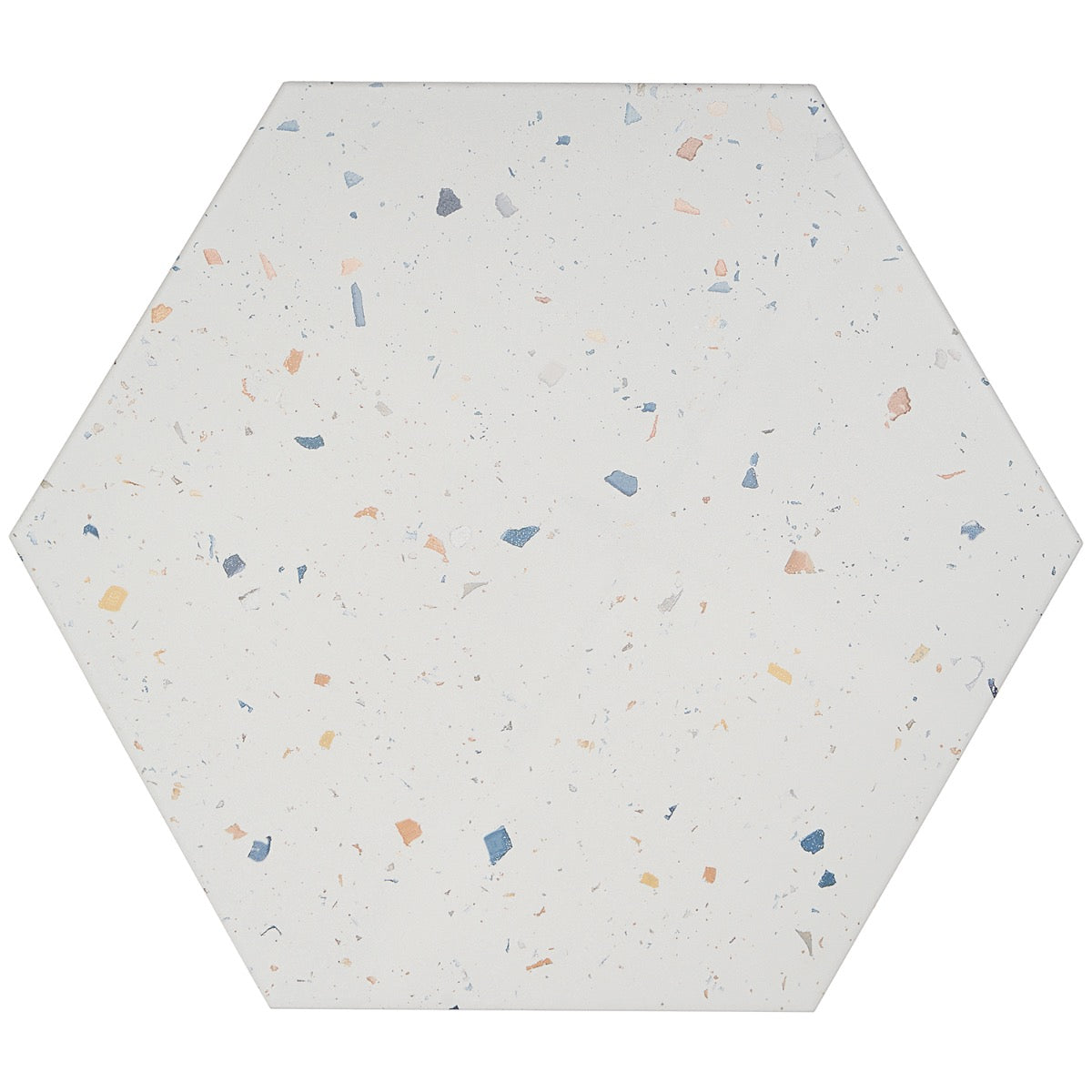 Six Hexagon Multi White Matte Porcelain Tile - 12.5" Terrazzo Look