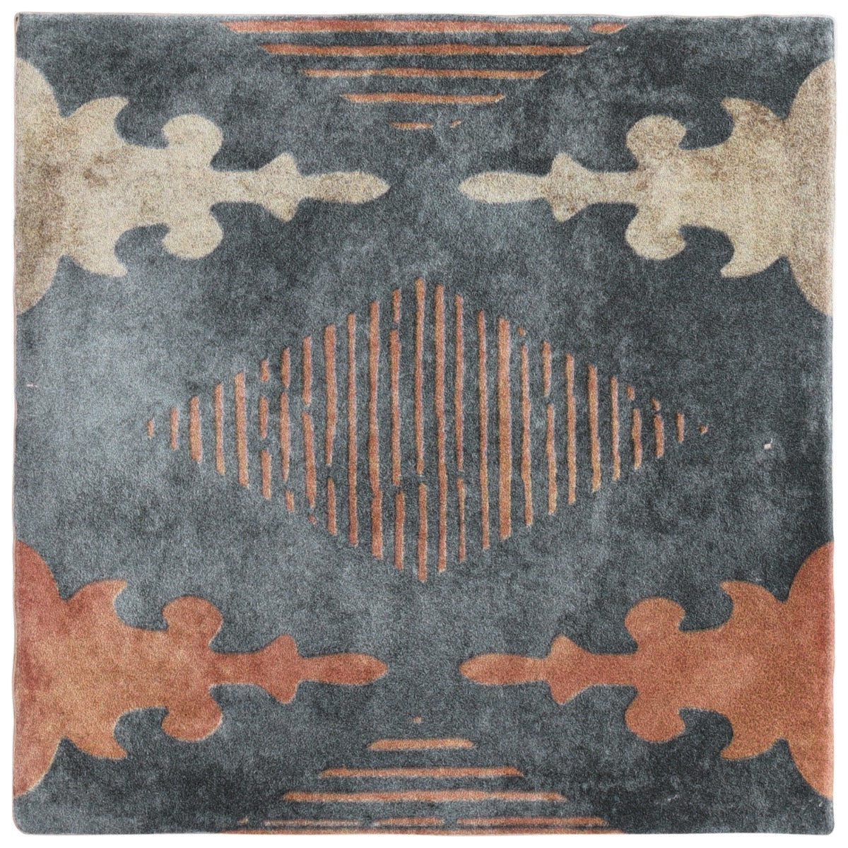 Paula Purroy Talia Aztec Blue Terracotta 5x5 Matte Ceramic Tile