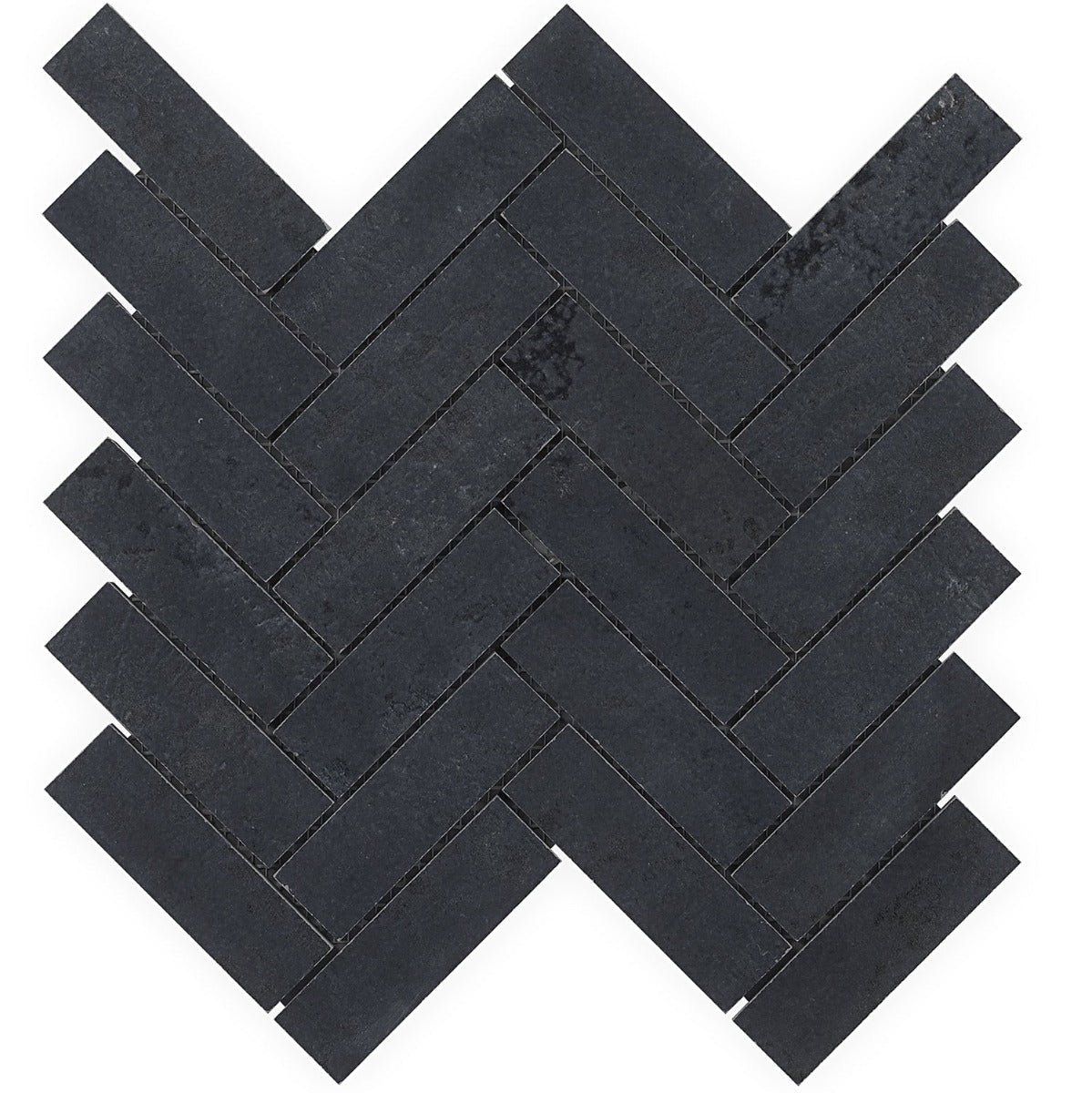 Lux Tile Portrait Black Herringbone Matte Porcelain Mosaic Tile