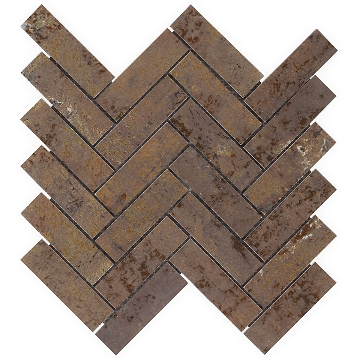 Lux Tile Portrait Copper Herringbone Matte Porcelain Mosaic Tile