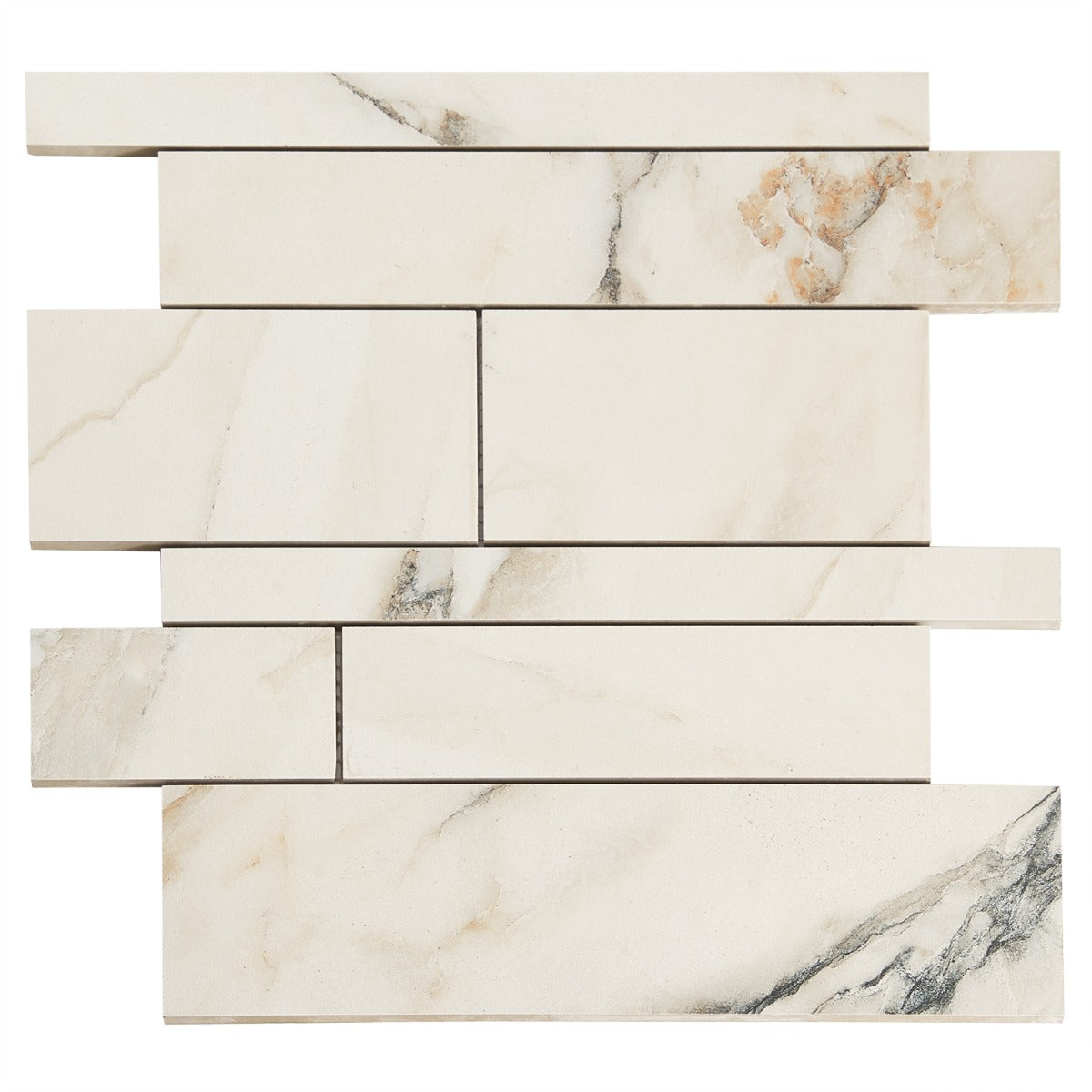 Dreamstone Calacatta Rustico Beige Railroad Matte Porcelain Mosaic Tile