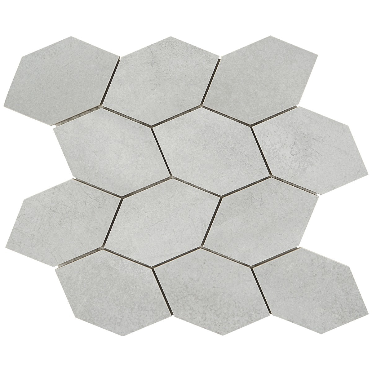 Bond Nimbus Silver Foliage Hexagon Matte Porcelain Mosaic Tile - Lux Tile
