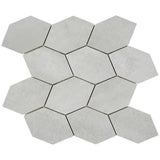 Bond Nimbus Silver Foliage Hexagon Matte Porcelain Mosaic Tile - Lux Tile