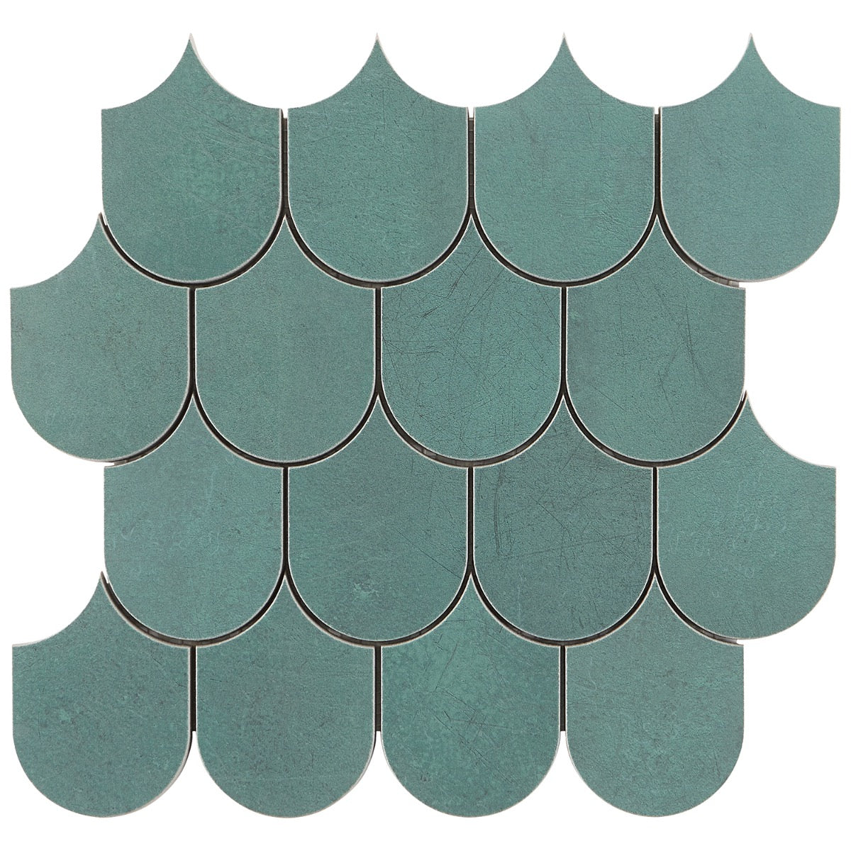 Bond Viridum Green Fishscale Matte Porcelain Mosaic Tile - Lux Tile