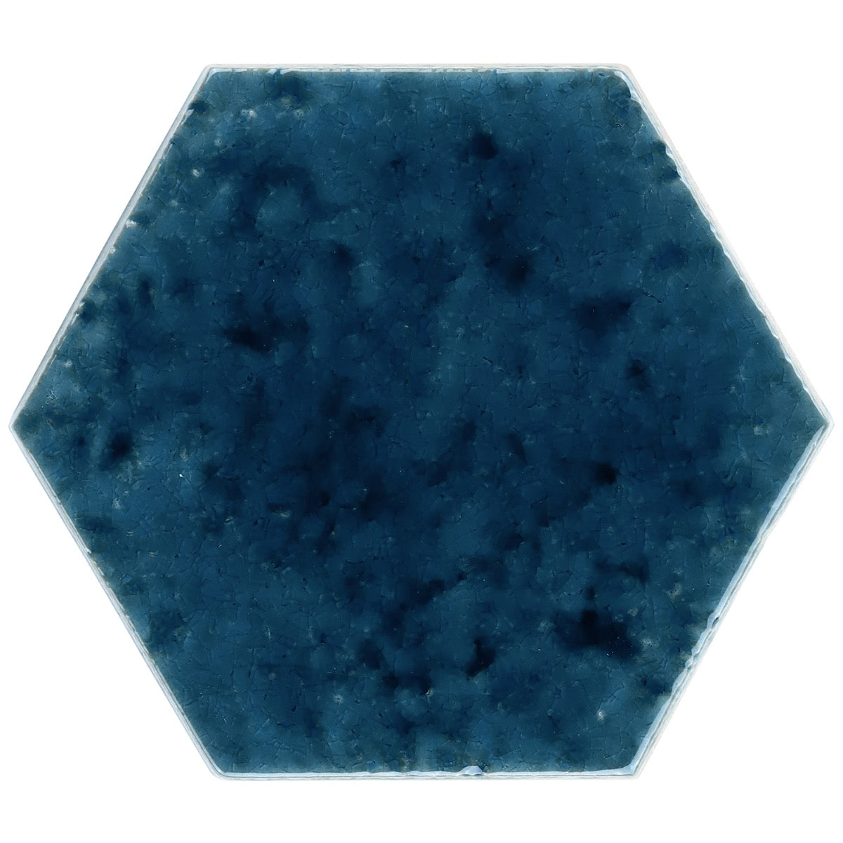 Breeze Ocean Blue 4.5" Hexagon Crackled Glossy Porcelain Tile by Lux Tile