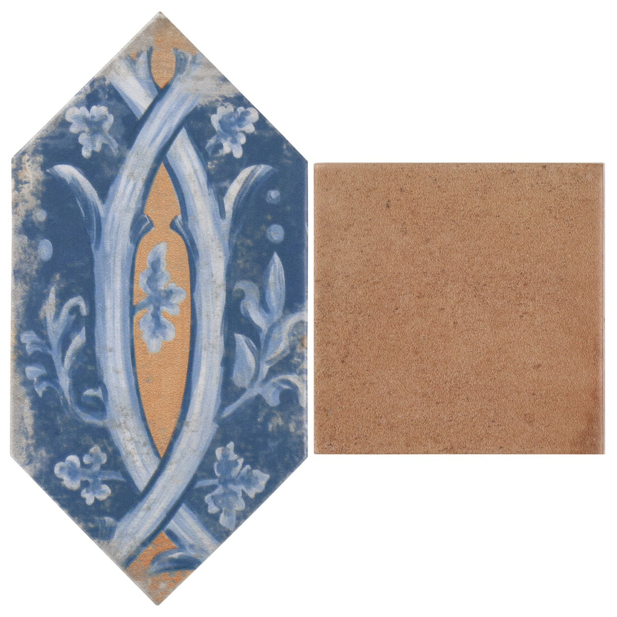Morocco Medina Multicolor 4x8 Picket and Terracotta 4x4 Square Matte Porcelain Tile
