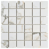 Tilebar Calacatta Macchia White Gold 2x2 Matte Porcelain Mosaic Tile