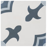 Lapaz White & Blue Herald 9x9 Matte Porcelain Tile - Mediterranean Design