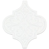 Byzantine Florid Bianco White 6x7 Arabesque Polished Ceramic Wall Tile