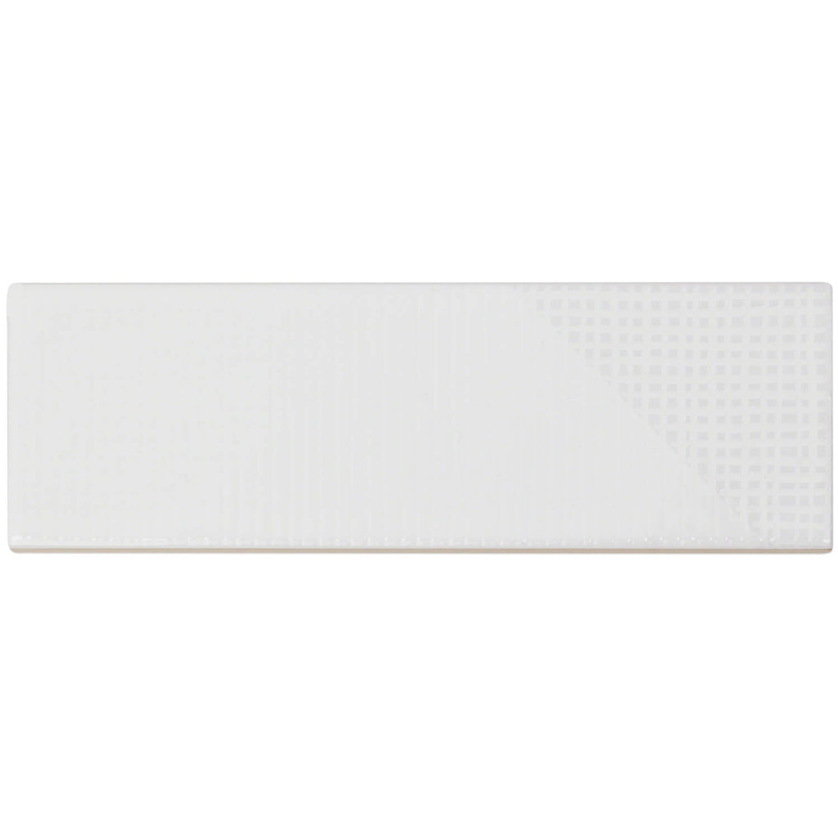Enigma White 2x8 Textured Polished Ceramic Subway Tile - Lux Tile