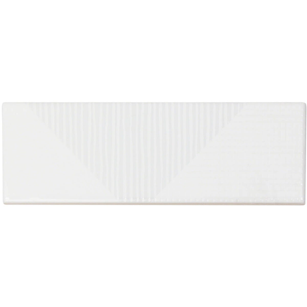 Enigma White 2x8 Textured Polished Ceramic Subway Tile - Lux Tile