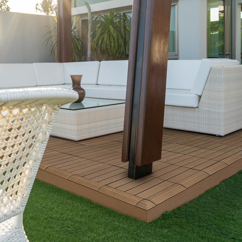CREATIVE SURFACES 3 in. x 12 in. Composite Deck Tile Edge Trim in Sable (4-Pieces Per Box)