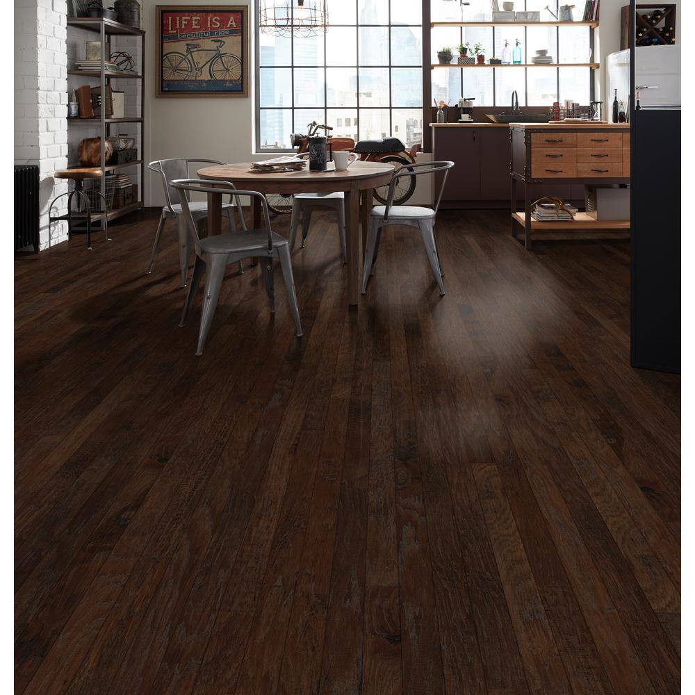 Shaw Western Saddle Hickory 3/8 In. T X 5 in. W Tongue and Groove Scraped Engineered Hardwood Flooring (23.66 sq.ft./case)