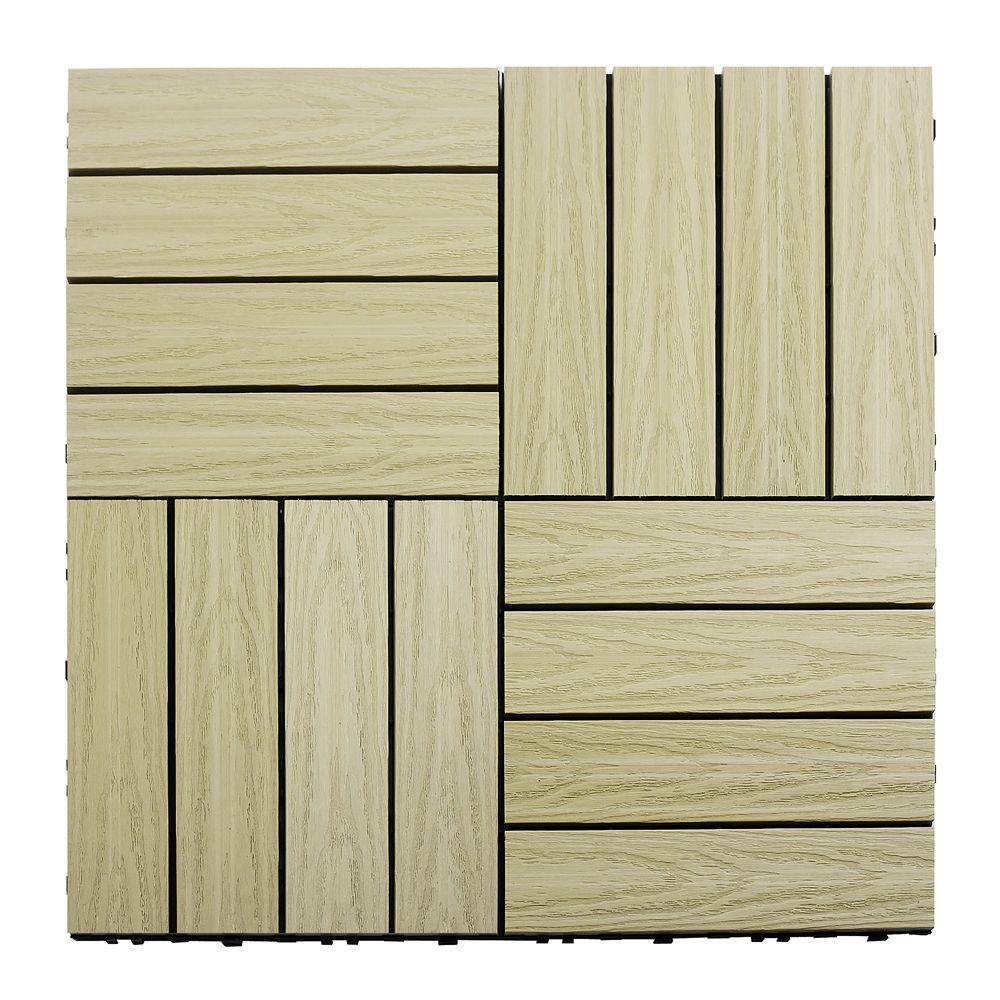 NewTechWood UltraShield Naturale 1 ft. x 1 ft. Quick Deck Outdoor Composite Deck Tile Sample in Sahara Sand