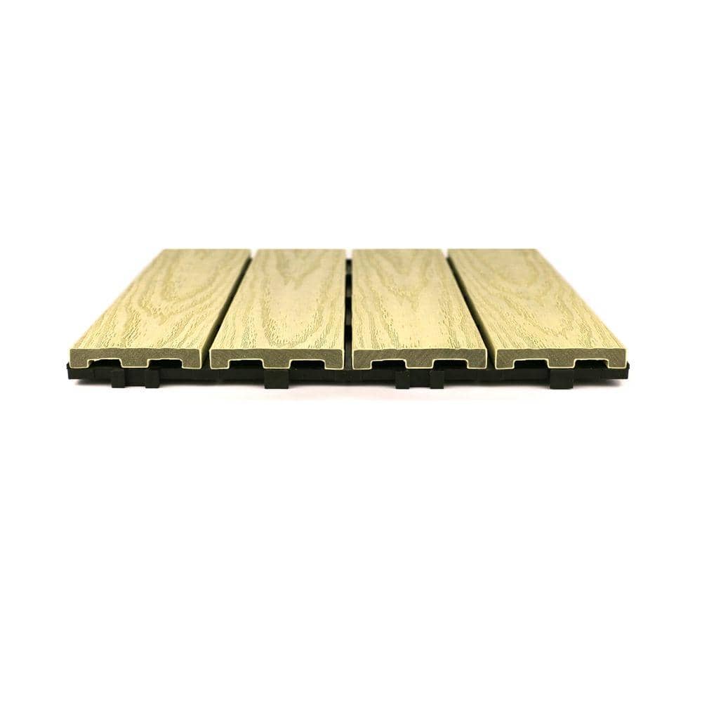 NewTechWood UltraShield Naturale 1 ft. x 1 ft. Quick Deck Outdoor Composite Deck Tile Sample in Sahara Sand