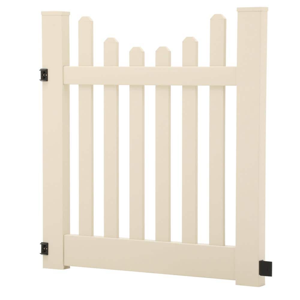 Barrette Outdoor Living Kettle Scallop 4 ft. W x 4 ft. H Sand Vinyl Un-Assembled Fence Gate