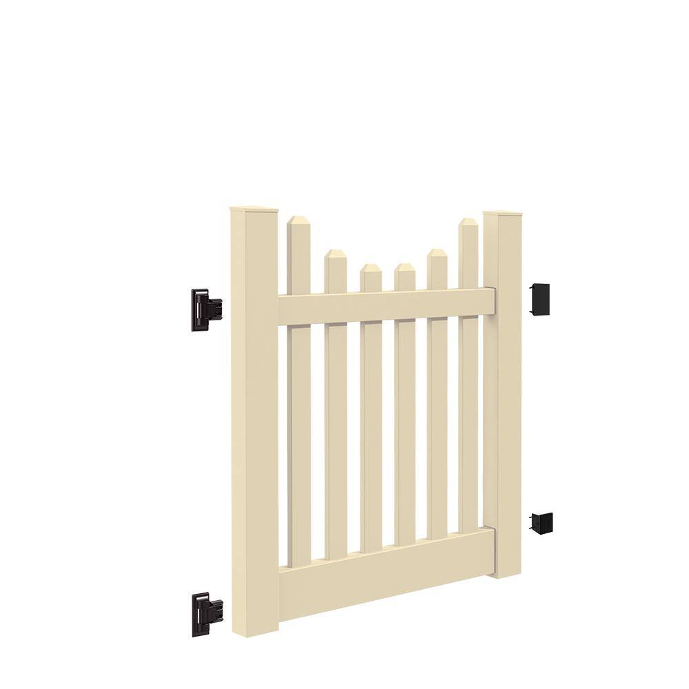 Barrette Outdoor Living Kettle Scallop 4 ft. W x 4 ft. H Sand Vinyl Un-Assembled Fence Gate