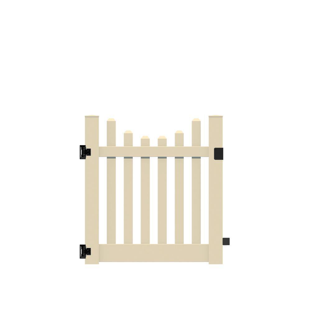 Barrette Outdoor Living Kettle Scallop 4 ft. W x 4 ft. H Sand Vinyl Un-Assembled Fence Gate