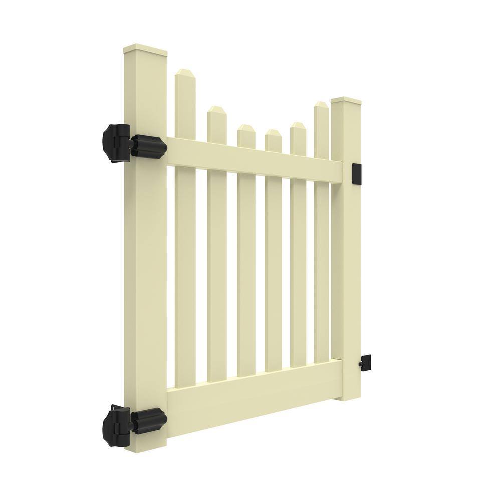 Barrette Outdoor Living Kettle Scallop 4 ft. W x 4 ft. H Sand Vinyl Un-Assembled Fence Gate